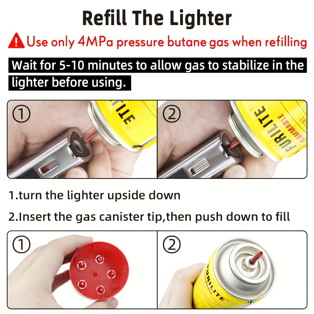 (Fuel Not Included) Cigar Lighter, Torch Lighter With V-shaped Cigar Cutter, Built-in Cigar Clip, Visible Air Window, Cigar Torch Lighter, Cool Lighter Suitable For Candles, Dual Windproof Jet Flame, Integrated Torch Cigar Lighter With Double Flame