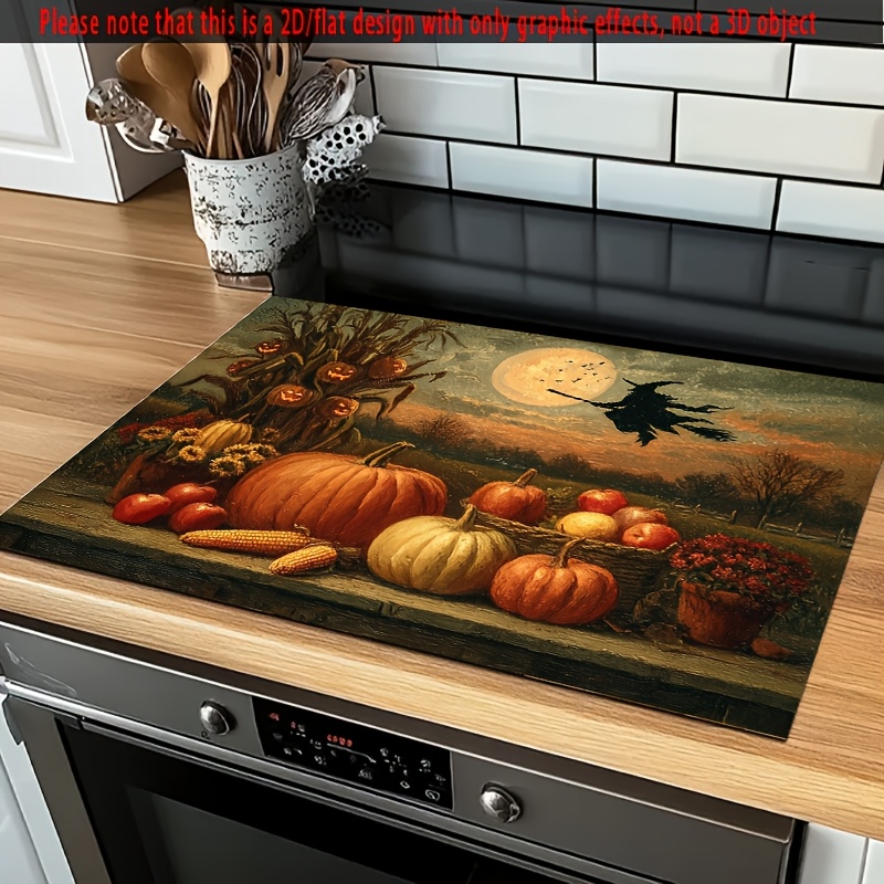 TEMU 1pc un Protecteur de Couvercle de Cuisinière Plat sur le Thème de la Fête d'Harvest d'Halloween Mesurant 28.3 par 20.5 Pouces, Idéal pour Divers