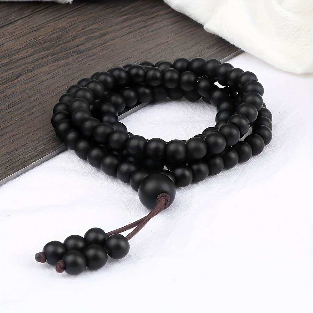1pc Of 108 Bead Necklace With Handmade Beads Simple Black Beads Low-key And Luxurious Daily Accessories