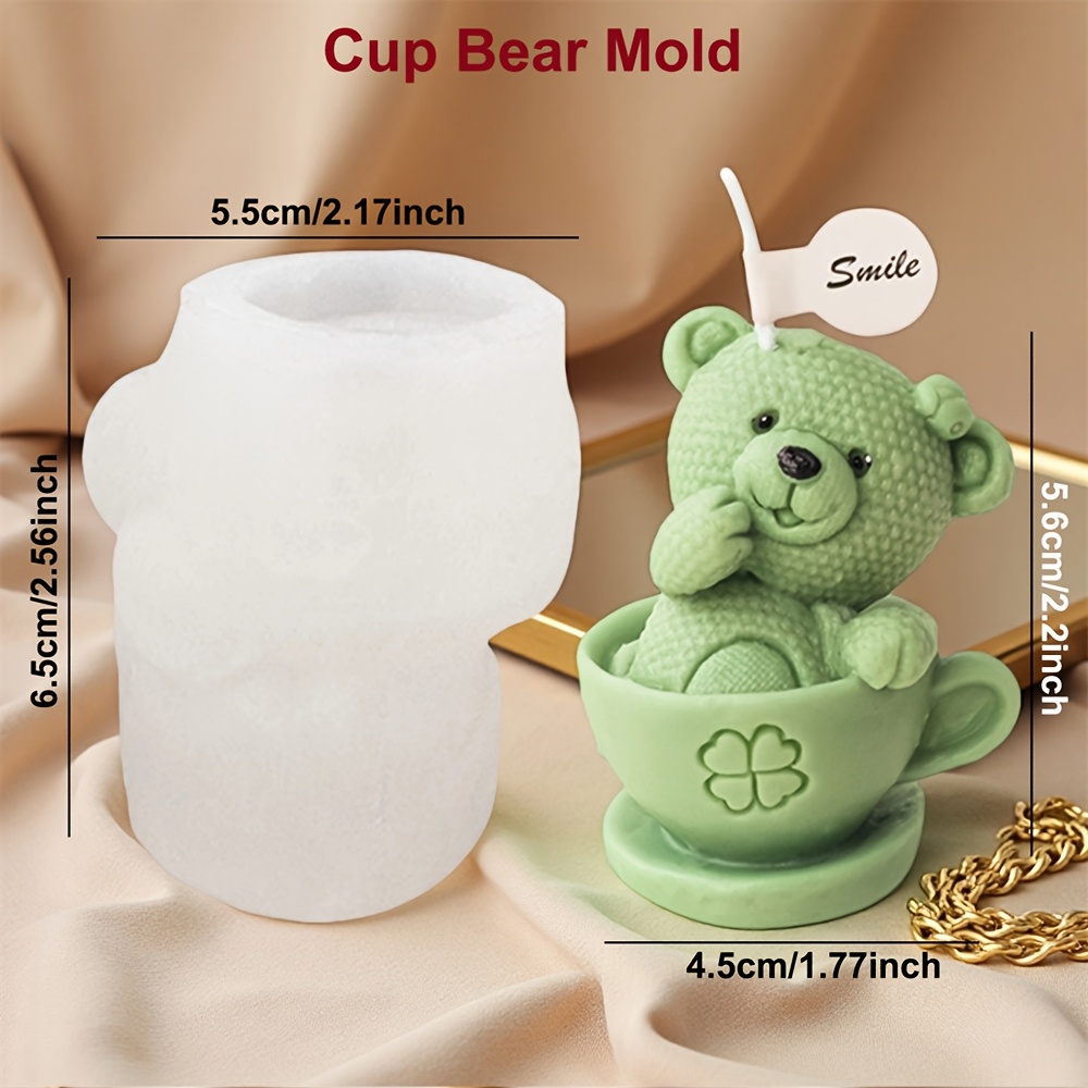 TEMU Silicone Mold For Making 1 Or 2 Teddy Bears In A Cup, Suitable For Candles, Soaps, And Crafts Like Elephant Aromatherapy And Plaster Resin