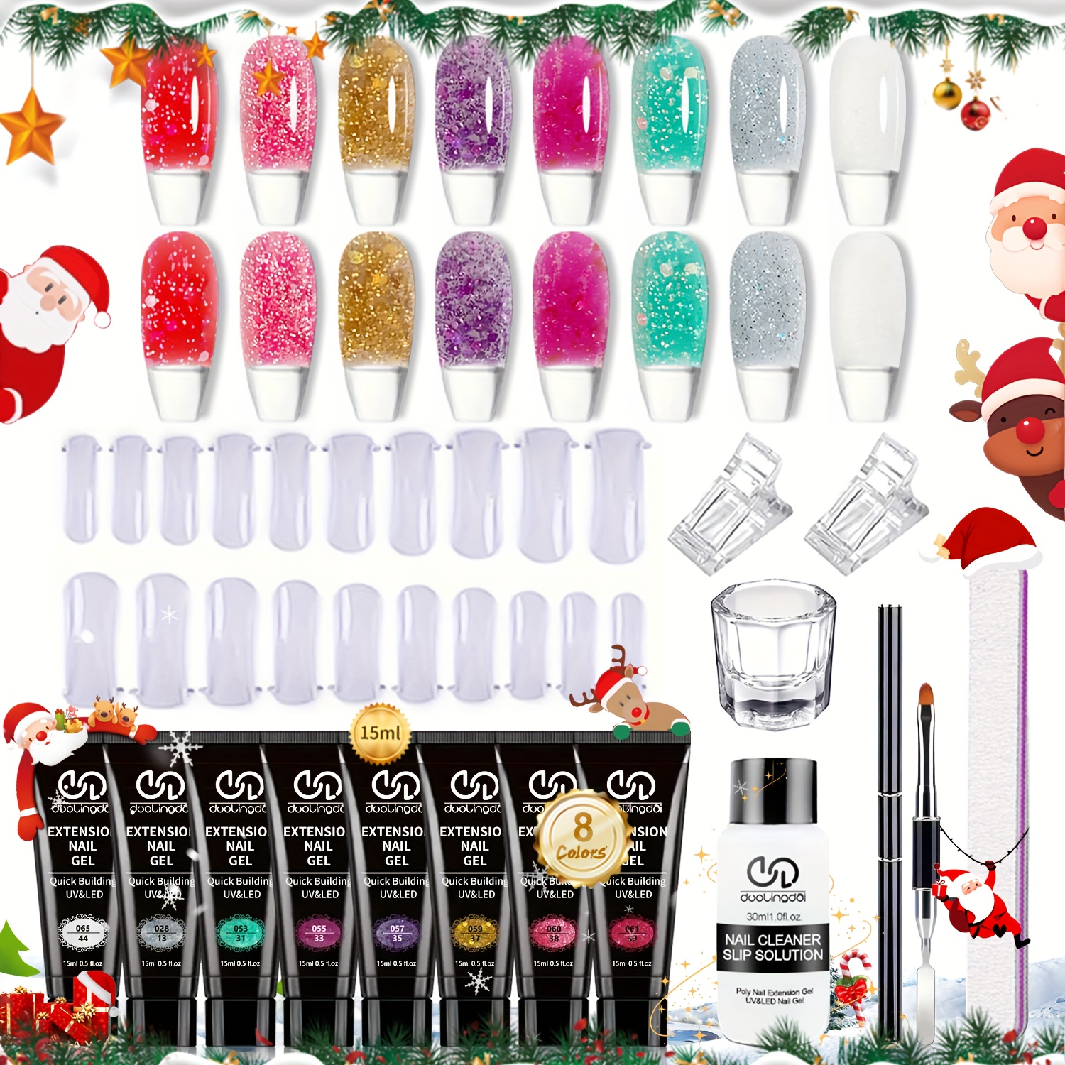 8 Colors Poly Nail Gel Starter Kit, Suitable For Beginners, Duolingdai Poly Nail Gel Set - A Gift For ' Nails