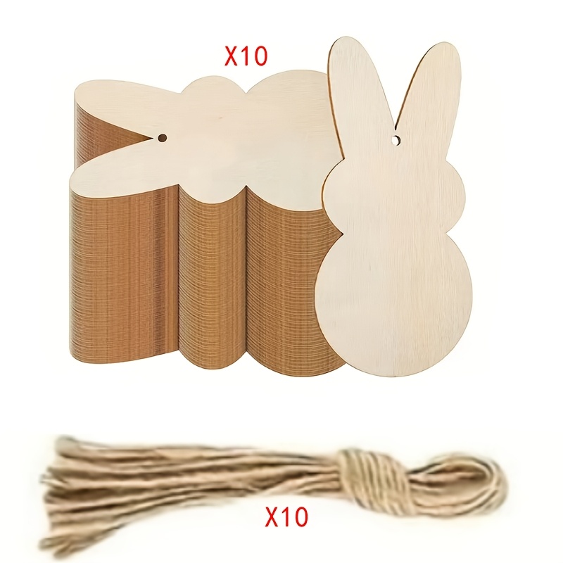 20pcs Wooden Rabbit Ornaments, Diy , Easter Hanging Decorations, Suitable For Birthdays, Holiday Events, And Home Party Decor