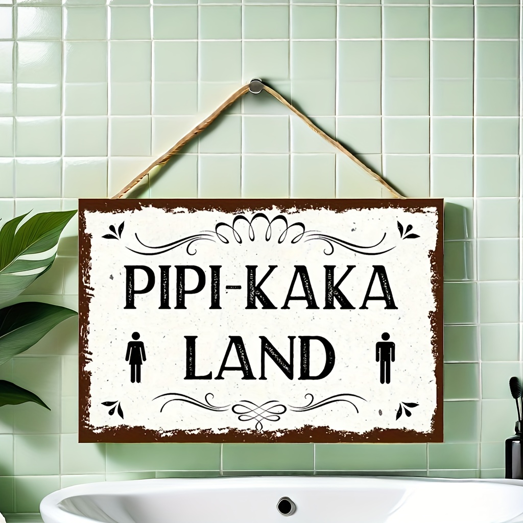 

Vintage Wooden Pipi-kaka Land Bathroom Sign - 1pc Decorative Toilet Door Wall Plaque, Wood Wall Hanging Art For Home, Washroom, Porch Decor - No Electricity Needed