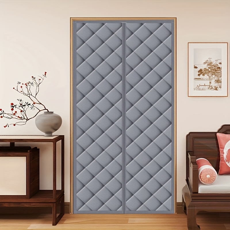 TEMU 1 pièce Rideau de porte magnétique d'hiver épaissi, Rideau double panneau coupe-vent et isolation thermique, Rideau d'isolation renforcé -froid