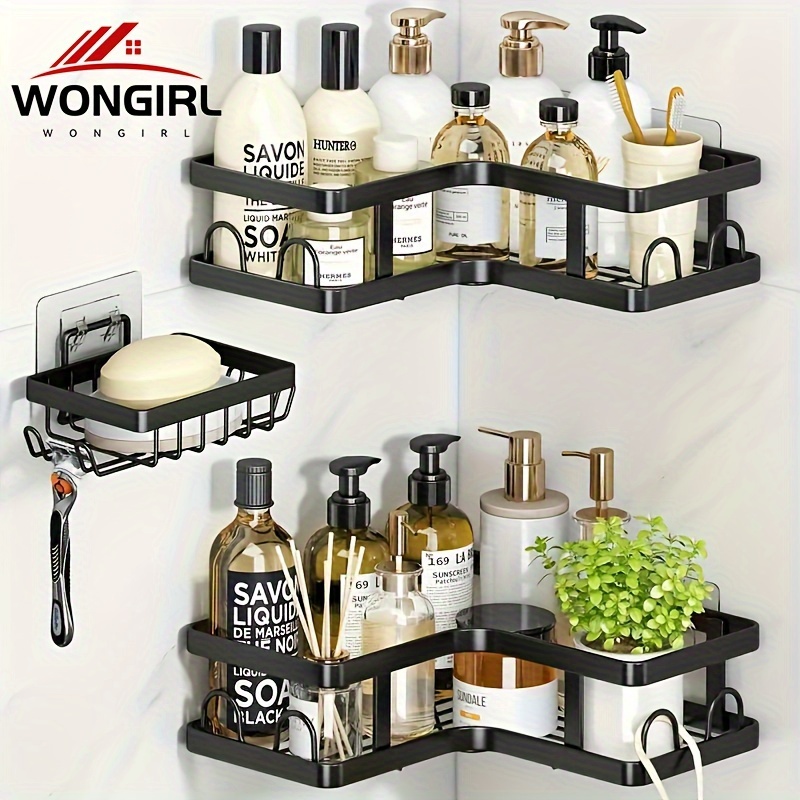 

3pcs1set, Shelves, Bathroom Storage , For , Bathroom Organizer, , Bathroom Accessories, Bathroom Storage And Organization, Comes Patches