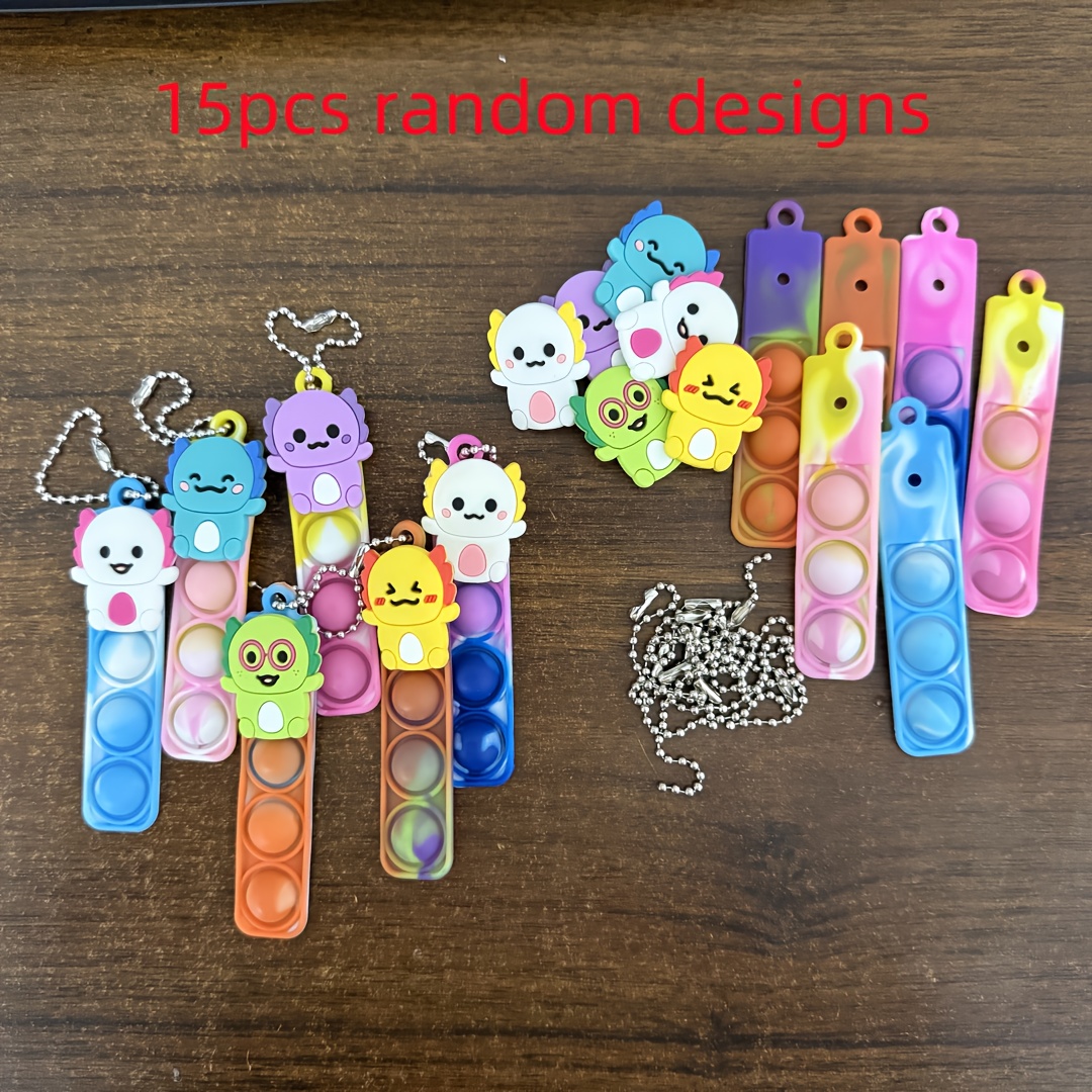 15pcs Axolotl Fidget Keychains For Christmas And New Year Celebrations, Perfect For Birthday Party Gifts And Toy Games With Assorted Designs