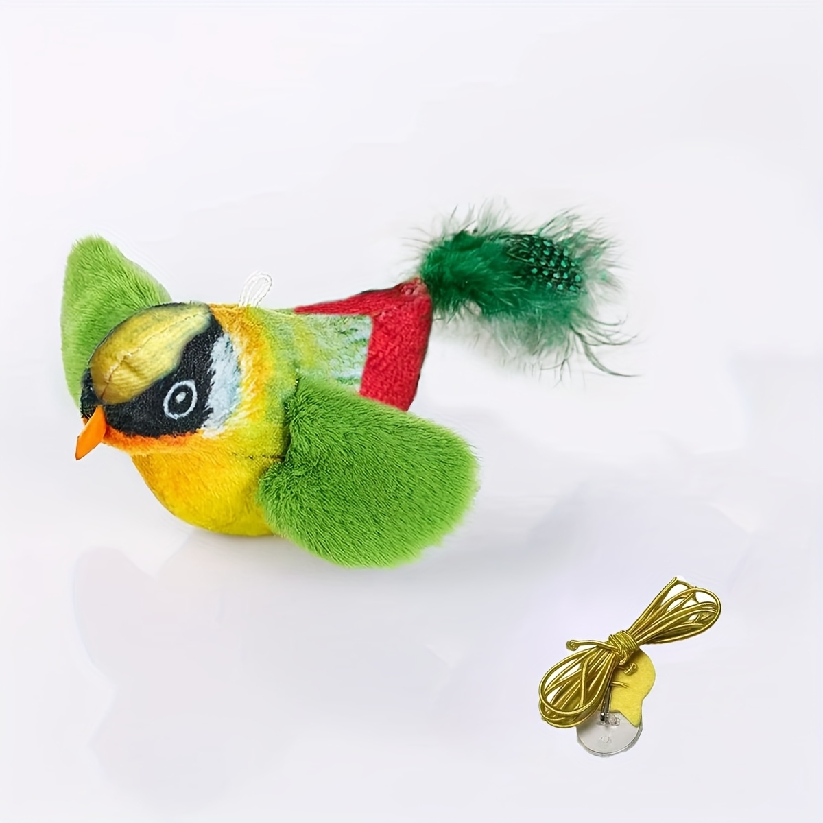 

Interactive Bird-shaped Plush Cat Toy With - , Bite-resistant Polyester For Small Cats - No Batteries Required