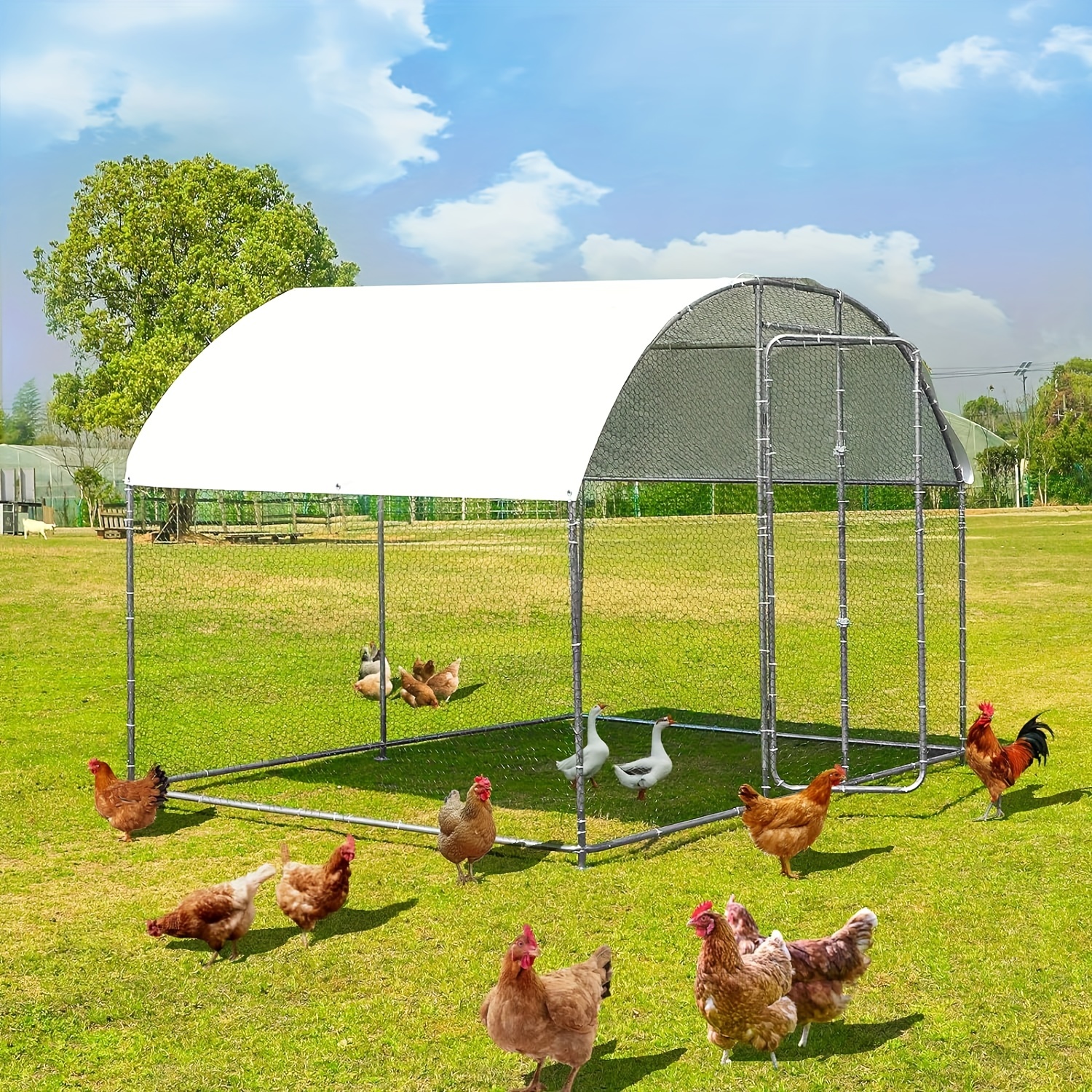 

Titimo Outdoor Large Chicken -in Chicken Coop With Waterproof Cover Chicken Playpen Metal Hen Cage Duck Cage Enclosure Rabbit Nest Fence Chicken Cages For