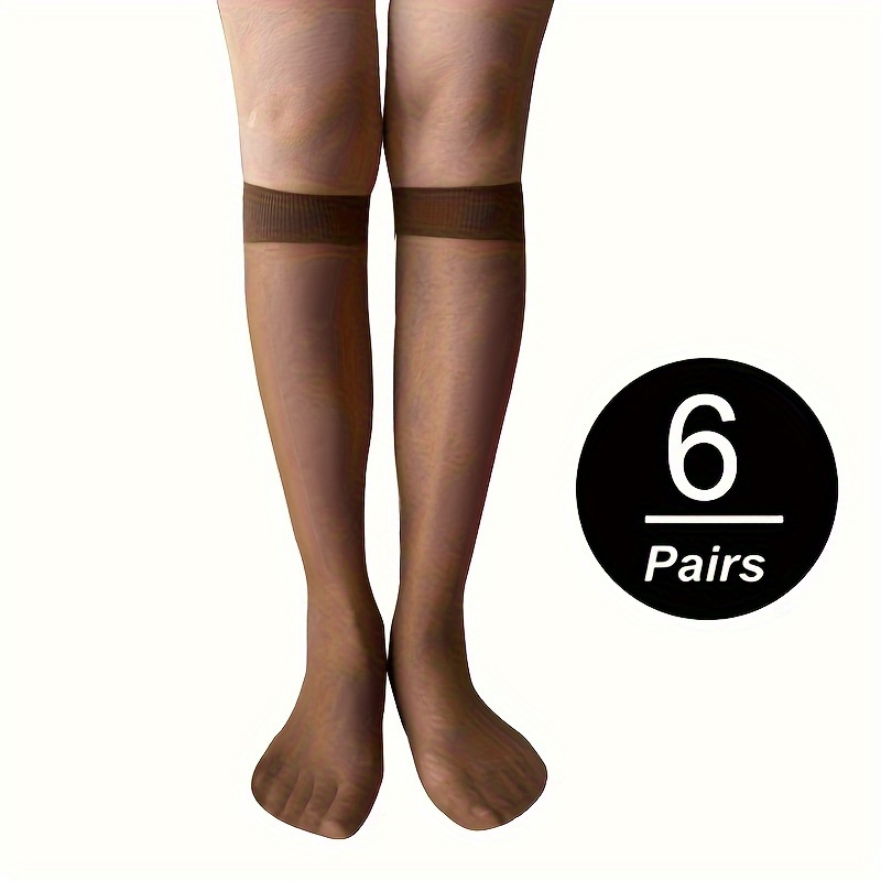 TEMU 6 Nylon Socks, Soft & Durable Breathable Knee Socks, Women's Stockings & Hosiery