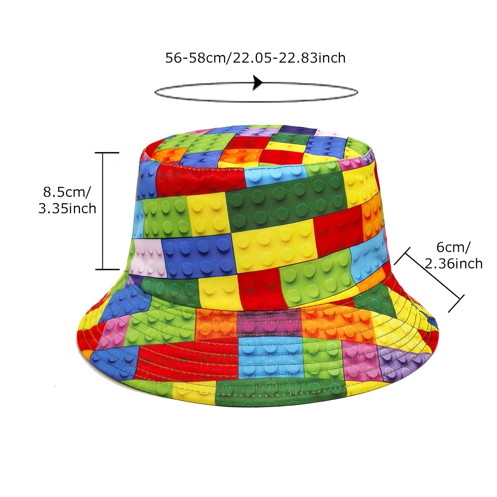 Reversible Fisherman Hat with Colorful Building Blocks Print