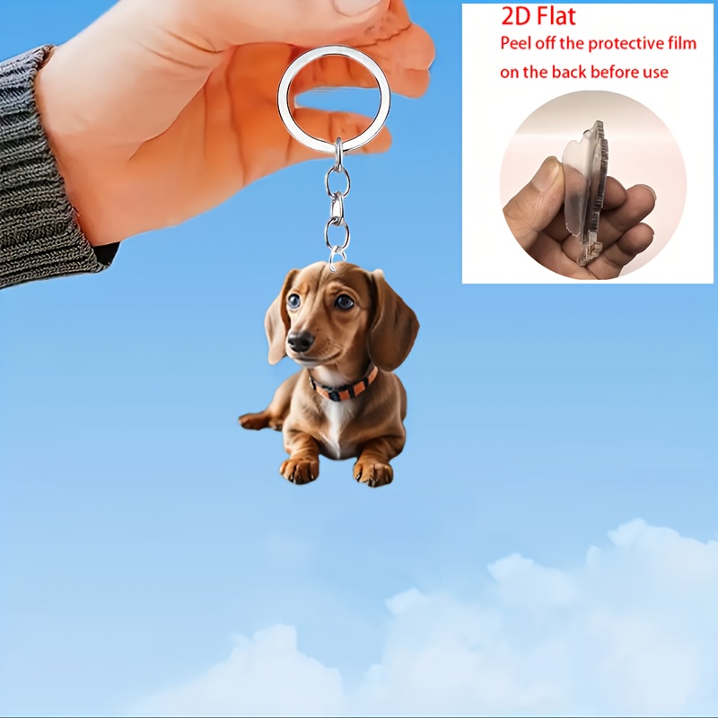 2d Flat, 2d Flat Non 3d1pcs Acrylic Key Chain - Waterproof Accessories, Perfect Gift For Dachshund Theme Key Rings, Bag Accessories
