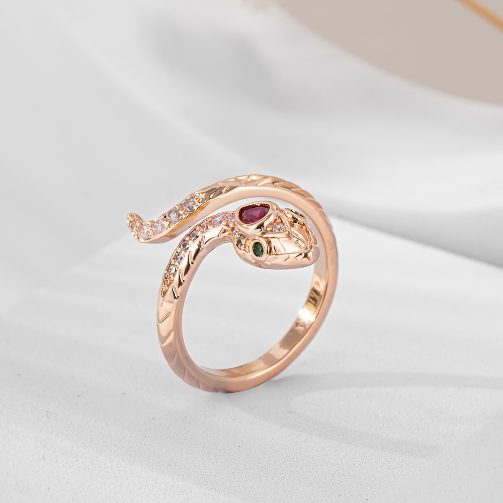Image of Xjruixi Snake Ring, Micro Pave Synthetic Zirconia Coiling Small Size Women's Easy Ethnic Designer Fashion Index Ring