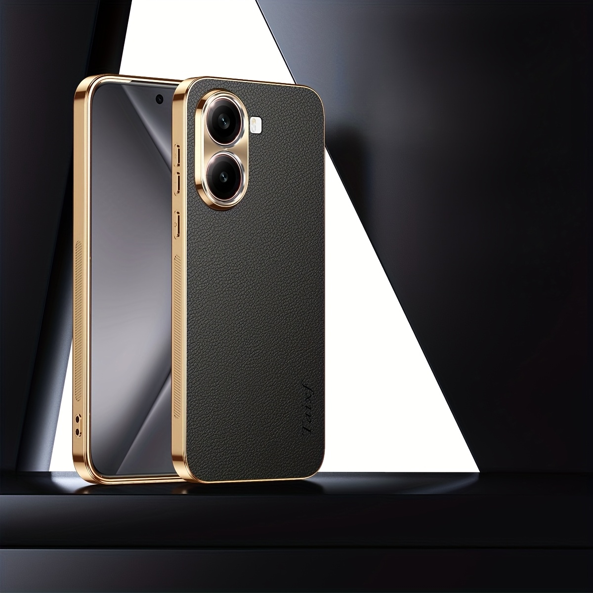 TEMU Phone Case: Suitable For Xiaomi Poco X7 Pro/poco F5 New Lychee Pattern Gorgeous Appearance Electroplated Frame Anti-slip And Fingerprint Phone