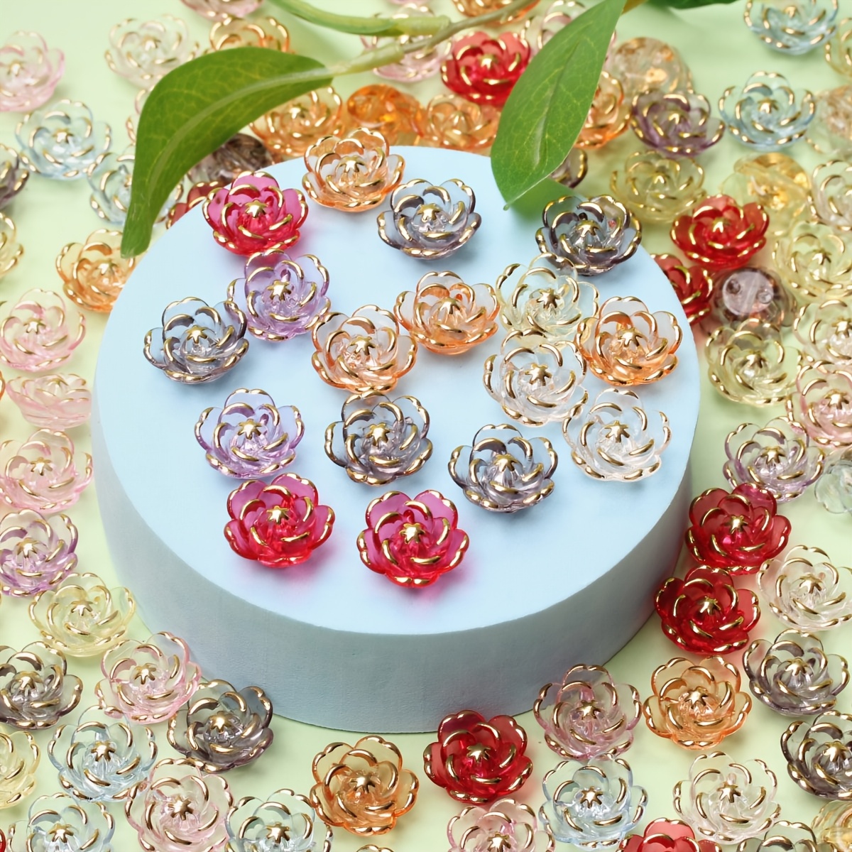 

20pcs 17.6mm Transparent Acrylic Flower Beads With - Beads, Transparent Beads, Suitable For , Bracelets, Necklaces, Earrings, Keychains, And Headwear Handmade