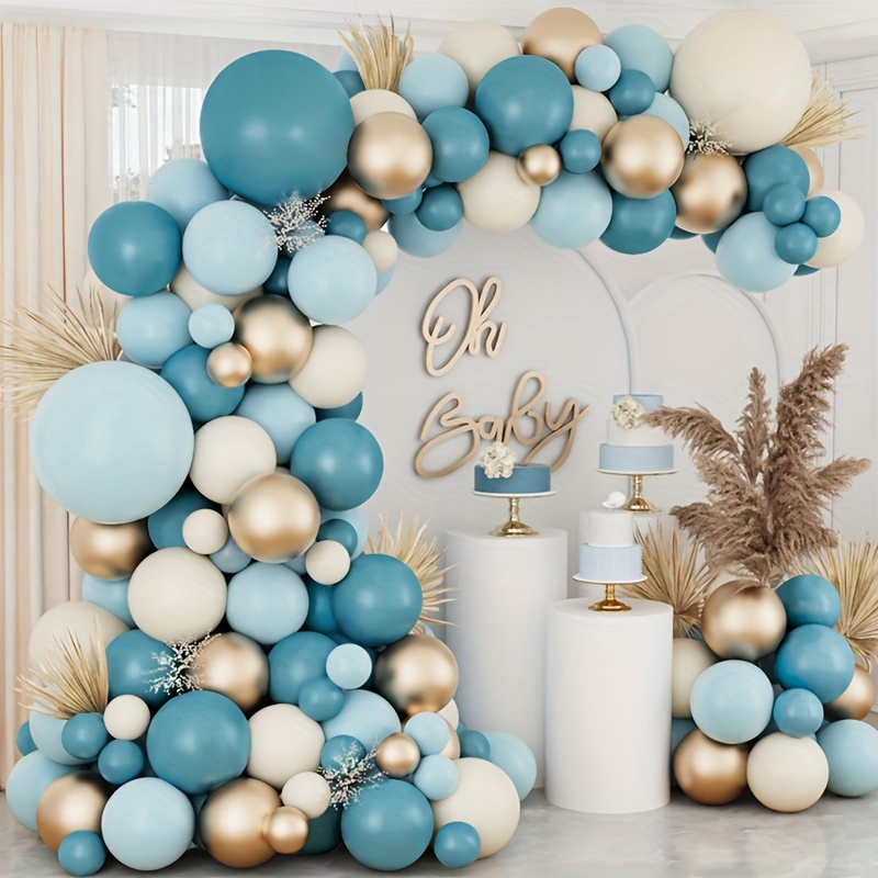 

95pcs Dusty Blue & Golden Kit - Showers, Birthdays & Weddings - Indoor/outdoor Decor, Arch Kit, Party Decorations