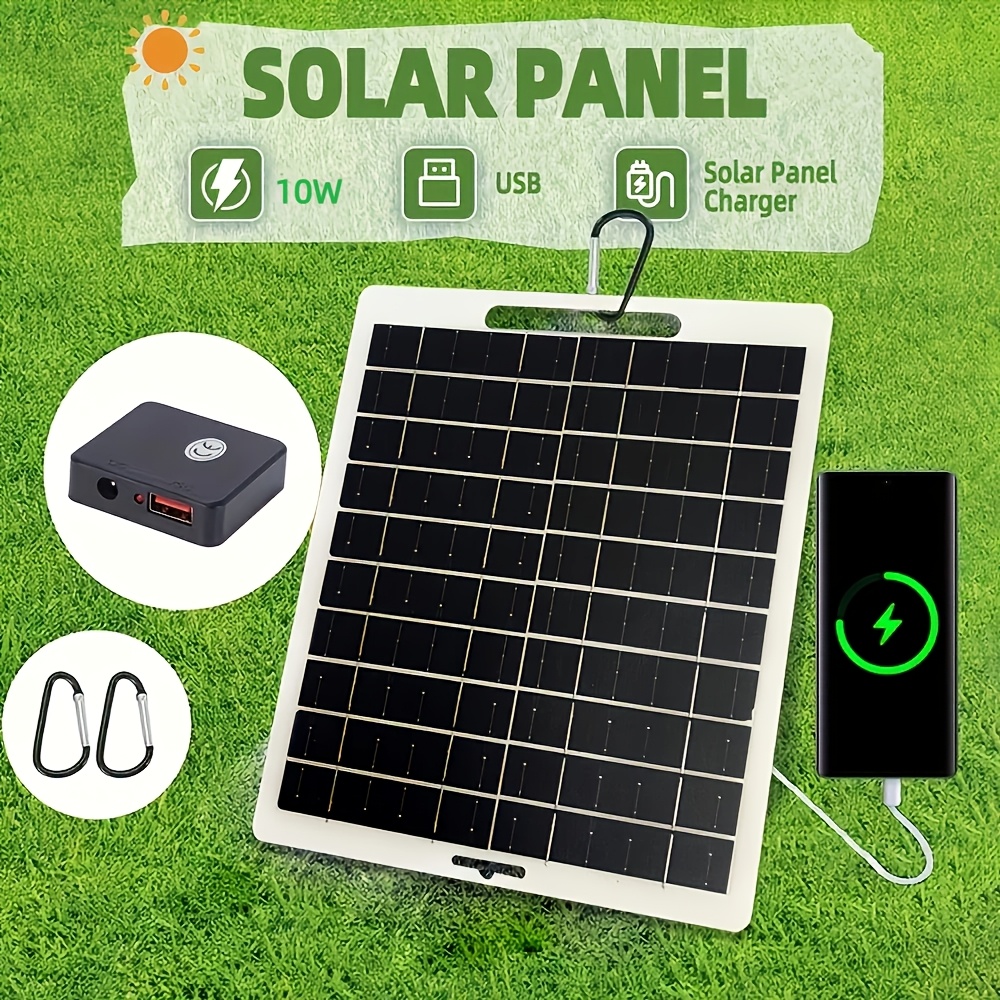 TEMU Portable Charger With Solar Panel - 30w Outdoor Power Bank Suitable For Camping, Hiking, Rv, Compatible With Usb/ Devices (smartphones, Tablets, Flashlights, Fans)