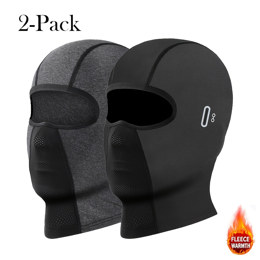 TEMU 2-pack Thermal Balaclava, Winter Plush-lined Thickened Style, Motorcycle Face Mask, Outdoor Cycling Headwear, Wearable Hat, Suitable For Men And