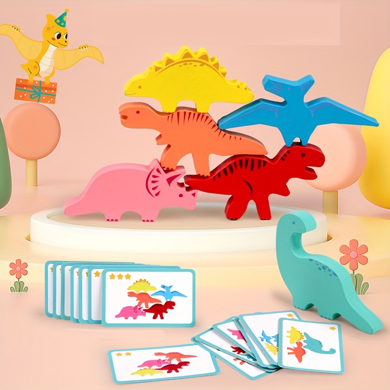 Dinosaur Animal Stack Height Toy! Fun Balance Challenge, Exercise *'S Focus  and Hand-Eye Coordination, Vibrant Colors Cute Shapes Super *!