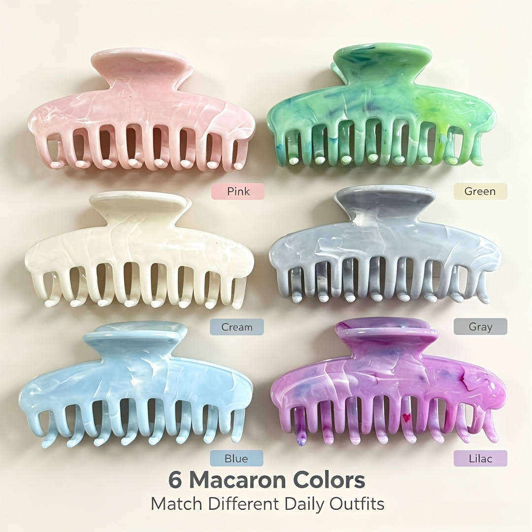 3pcs Macaron Swirl Flat Hair Clip, Half-Round Shark Clip