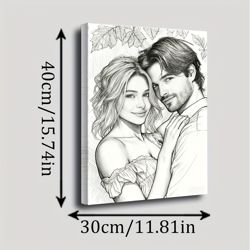 E-shop 1 Stück Foto zu realistischem handgemaltem Stil personalisiertes gerahmtes Wandbild, für Büro/Schlafzimmer/Wohnzimmer-Dekoration. Ideales