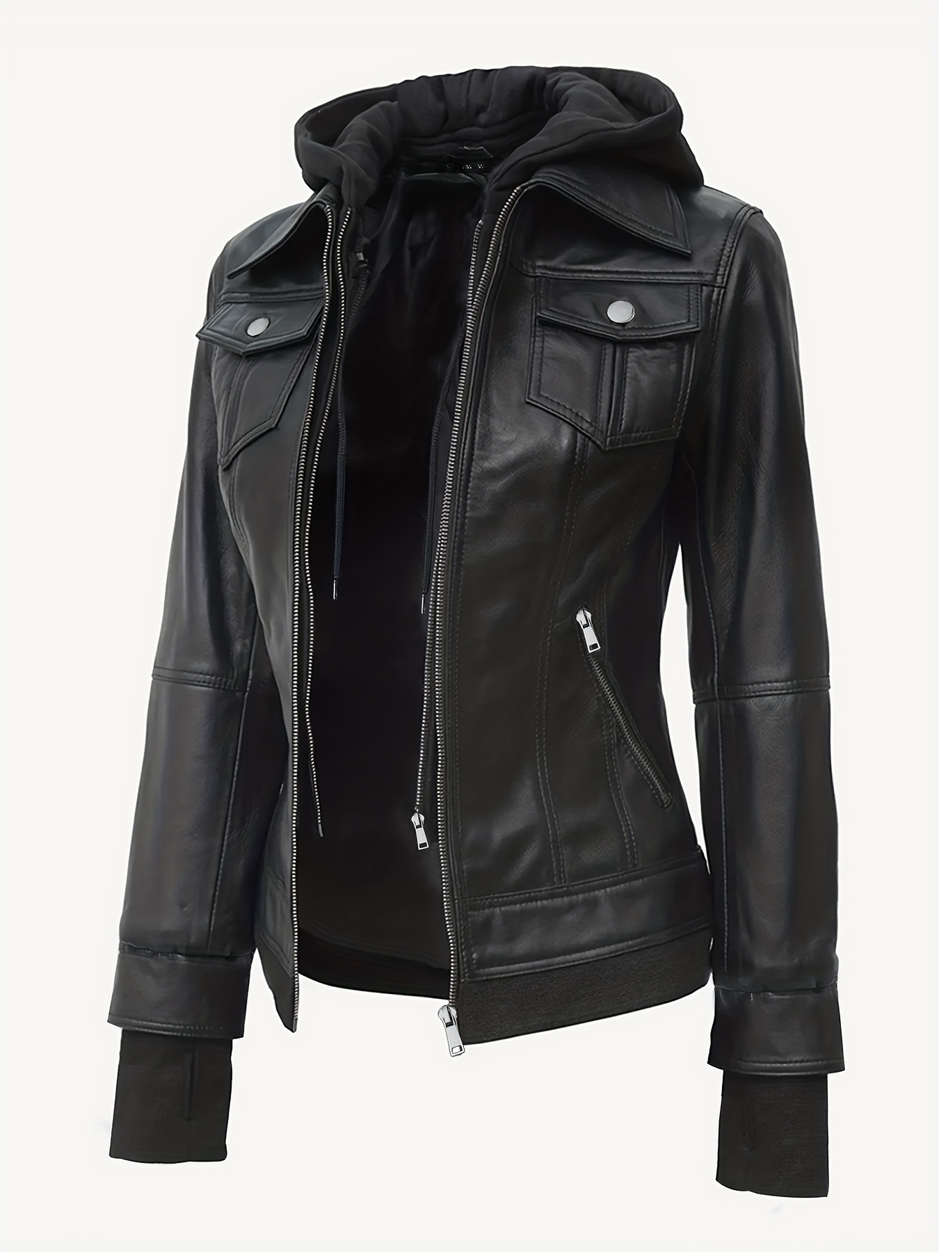 leather jacket hoodie sold on Temu United States