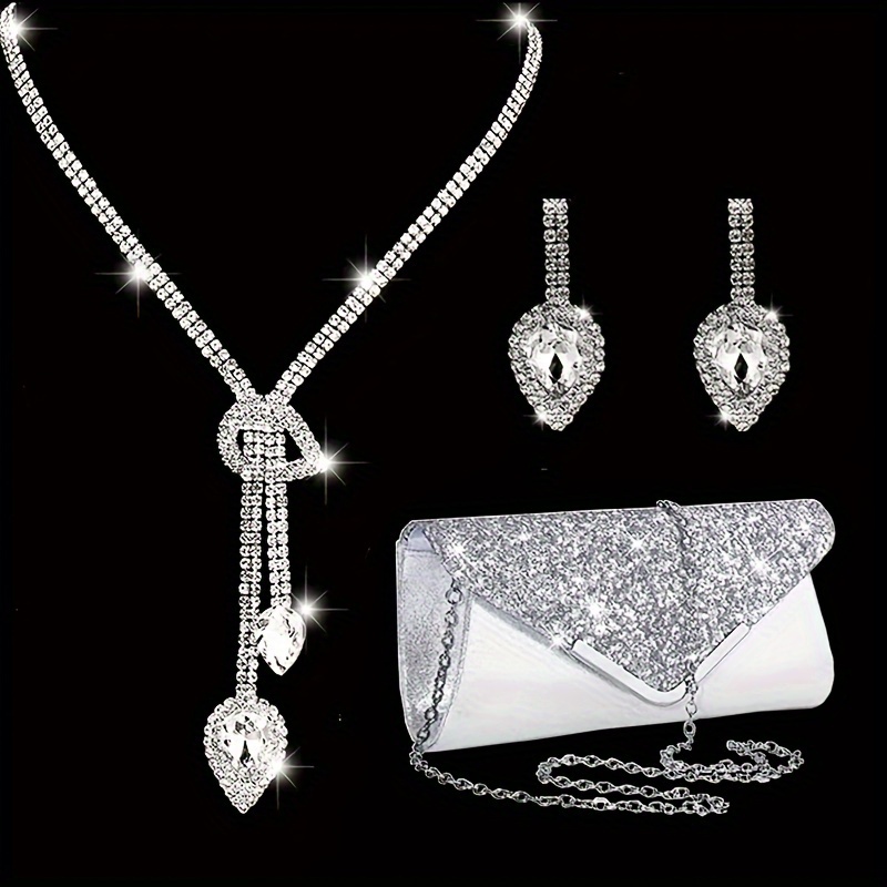 

Women's And Decorated Evening Bag, , Shoulder , Bag, Evening Bag, Decoration Necklace, , Accessories Set, 3pcs Set