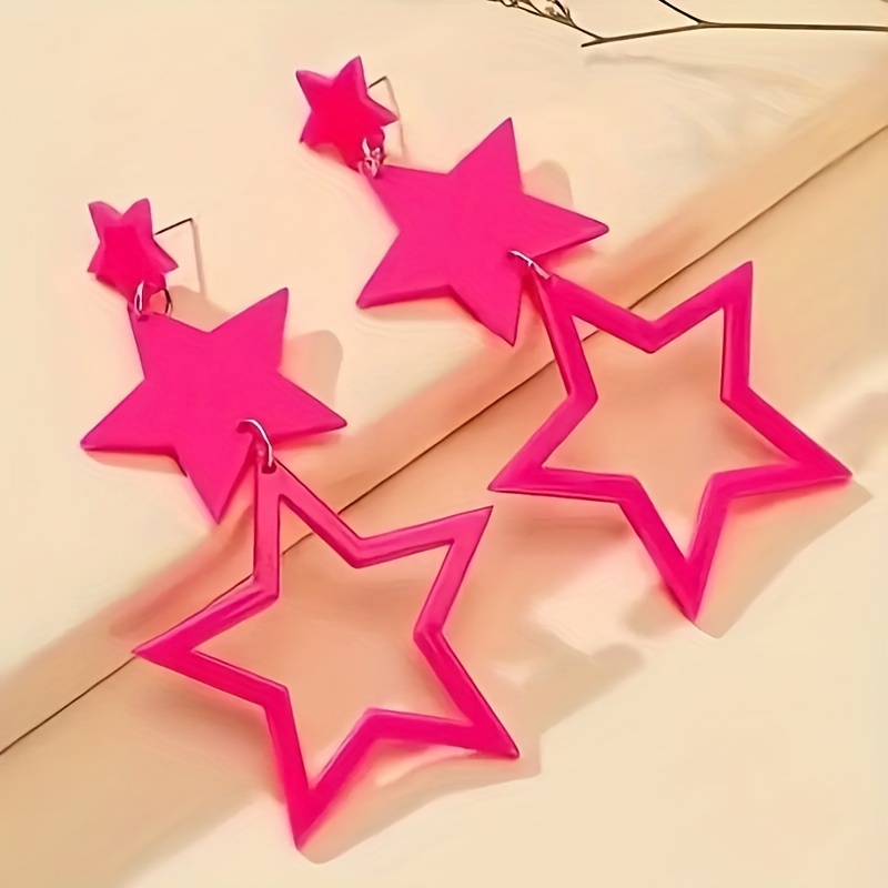 

1 Pair Of Dangle Earrings Trendy Star Design Match Daily Outfits Party Accessories Perfect Jewelry For Sweet And Cool Friends