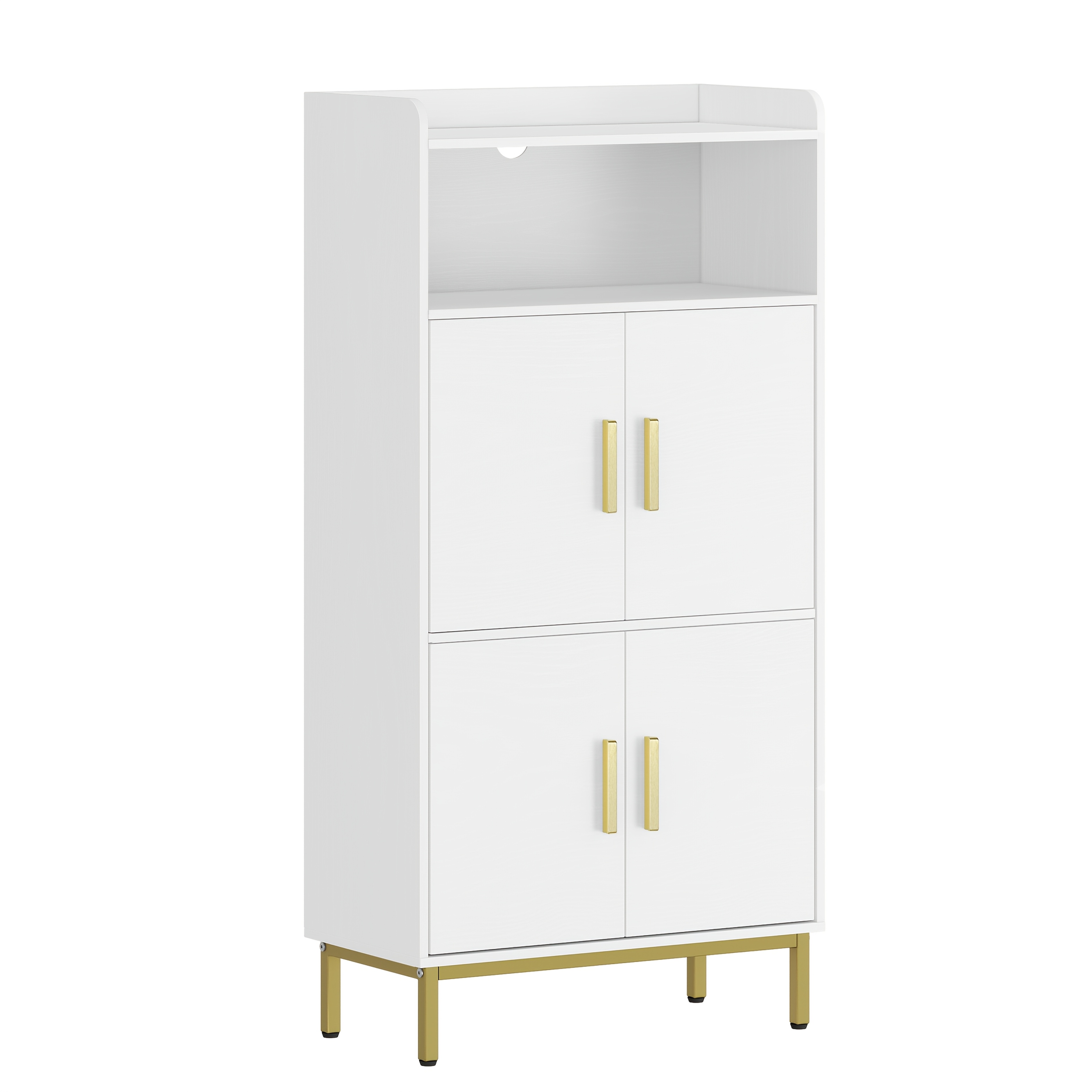 E-shop Badezimmer Schrank, Aufbewahrungsschrank, 2 Schranktüren und 1 offene Fläche, verstellbare Regale, Badezimmer, Wohnzimmer, Arbeitszimmer,