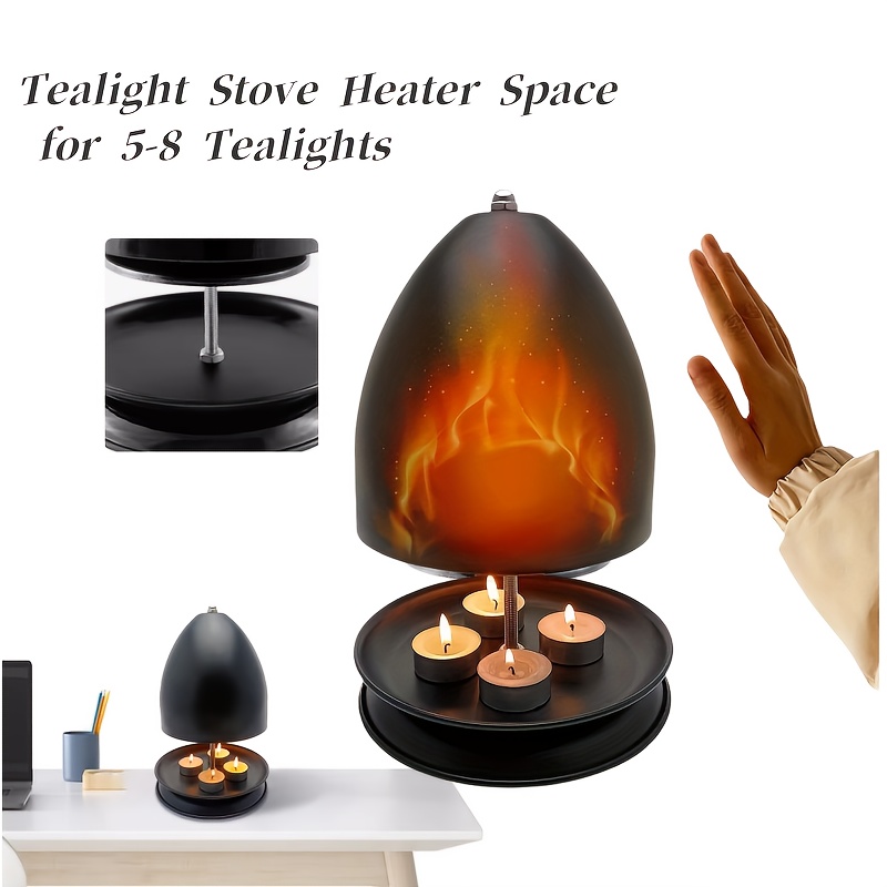 1pc unique iron portable indoor outdoor heater candle heating hand warmer tea light candle heater double walled tea light oven metal tea light heater for up to 4 6 candle heating kit for home dining room living room