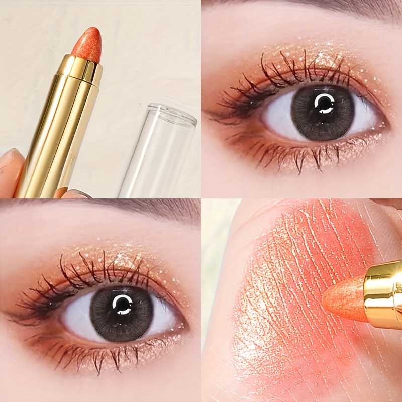 Resaltador de sombra de ojos, lápiz de sombra de ojos de brillo perlado de doble cabeza, maquillaje de ojos a prueba de manchas y contorno, barra de maquillaje iluminadora para festivales de música detalles 7