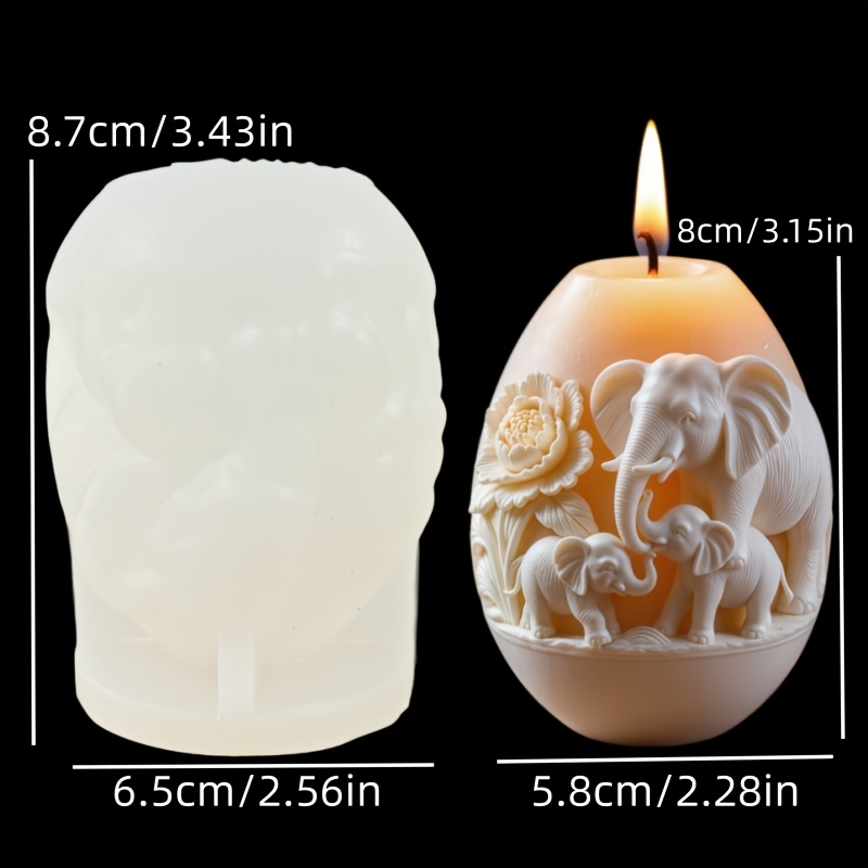 E-shop Harz-Silikonform Elefant Elefantenrelief Eiförmige Kerzen-Silikonform Elefantenmutter Elefantenrelief Eiförmige Harz-Silikonform