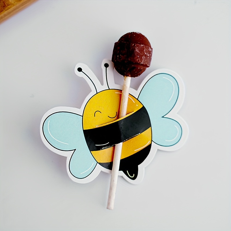 

50pcs, Cartoon Bee Lollipop Card Holiday Party Trim Card Party Supplies