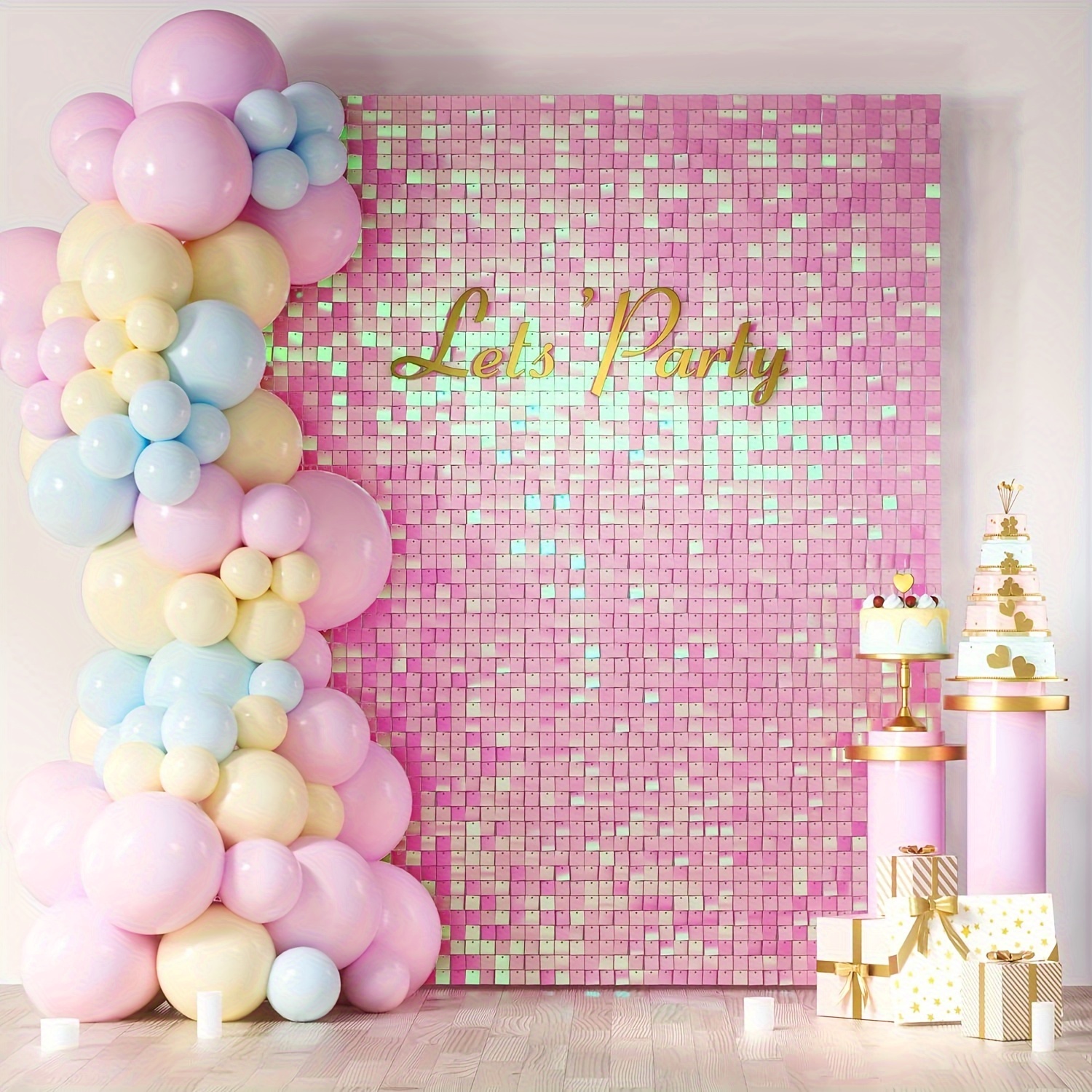 

12pcs/24pcs Sweet Pink Glitter Shimmer Backdrop, Collage Wind Drive Board, Suitable For Wedding Graduation Gift-all Kinds Of Festivals, Birthday Party, Gift Decoration Backdrop Party Decoration