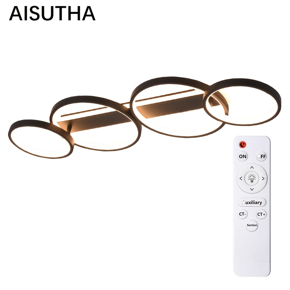 Image of Aisutha Modern Flush Mount Ceiling Light, White 4-ring Style, Led Ceiling Fixture Suitable For Bedroom, Living Room, Kitchen & Dining Room, Perfect For Housewarming And Renovation Gifts