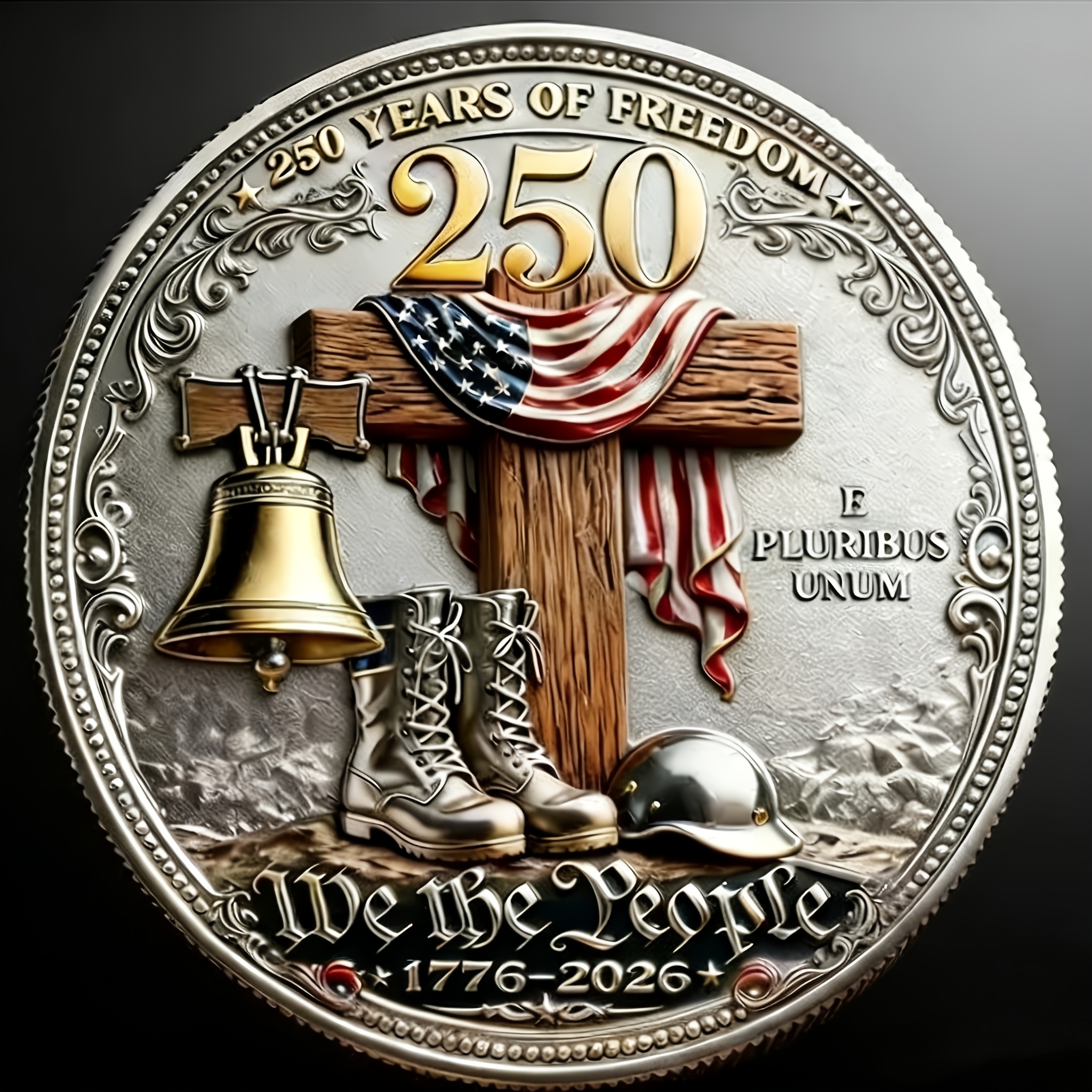 u   250th anniversary   coin double sided relief souvenir   military challenge coin vintage craft commemorative medal military theme collectible 1776 2026 coin   coin