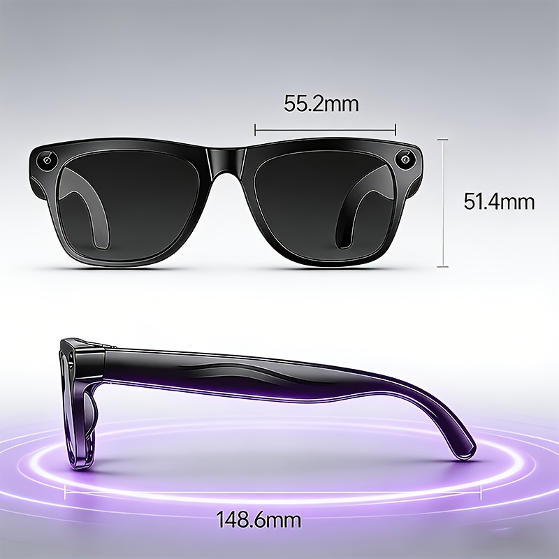 Budget Wearable AI Eyeglasses with Camera Flashlight, Instant Multi-Language Translation, Touch Control, Voice Assistant for Call, Music And Video Record