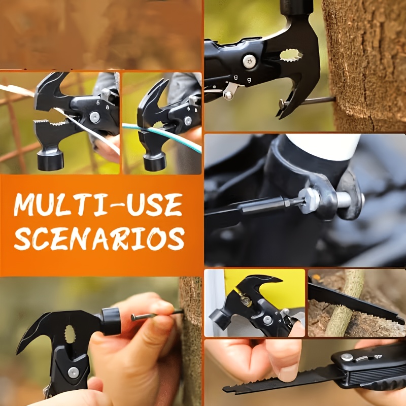 12 in 1 multi functional hammer household vehicle small tool hammer pliers screwdriver wire cutter and 8 other functions durable and rust resistant essential for outdoor use perfect fathers day gift no knife included Product details 2