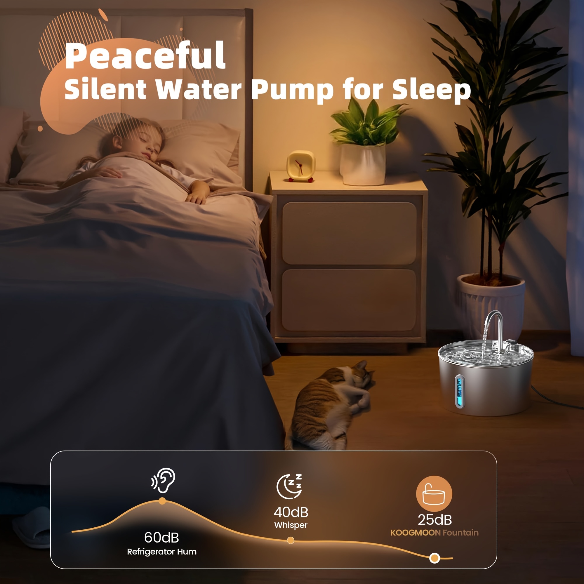 Stainless Steel Cat Water Fountain with Automatic Sprinkler