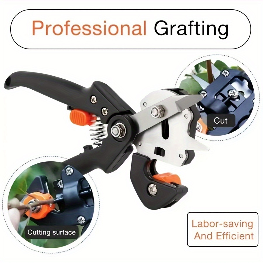 gardening grafting tool set 3 different cutting blade screwdriver small wrench special storage bag agricultural pruning shears fruit tree pruning shears cutting knife grafting shears with 3 types of cutting details 5