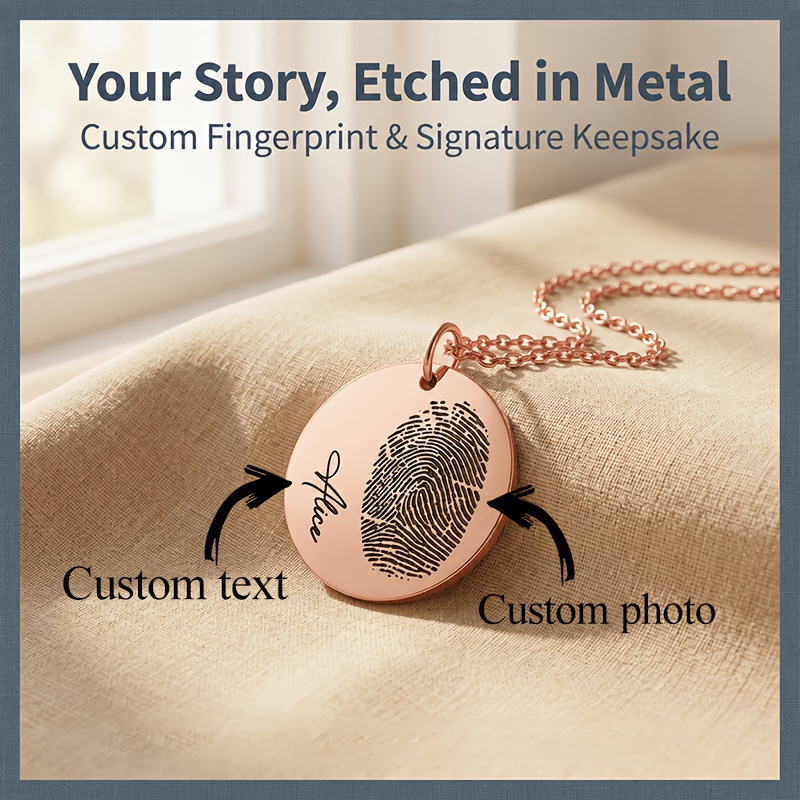 Customizable Fingerprint Name Pendant Necklace