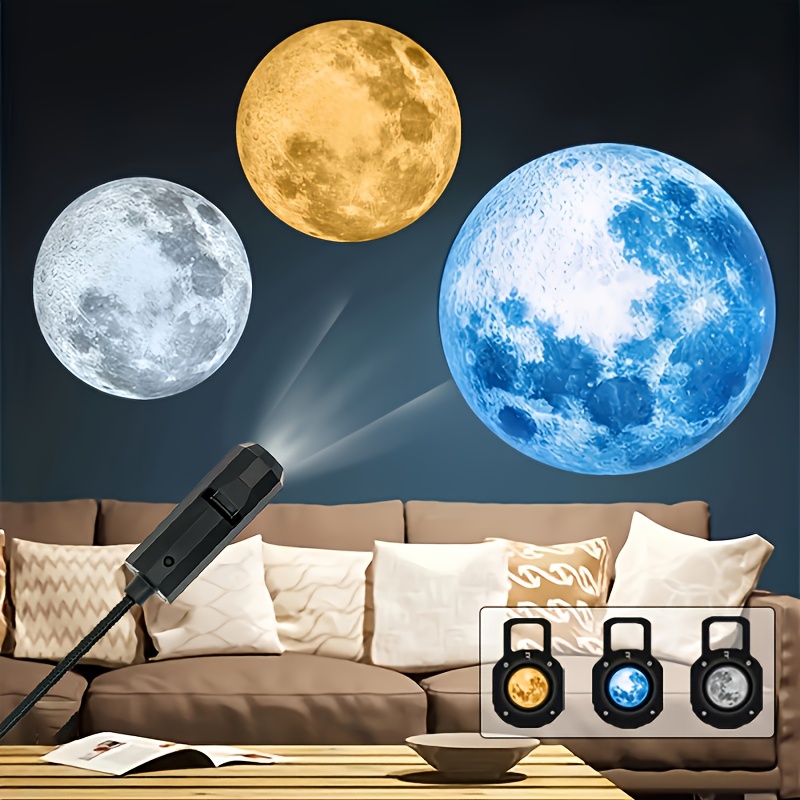 starry sky projection lamp usb powered 360 rotatable moon lamp with yellow white and blue slides bedroom ceiling decor light proposal and wedding background ambient light portable photo prop perfect essential gift for 13 holidays