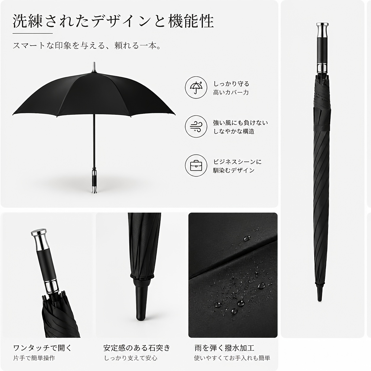 TEMU ロールス傘 自動開閉式 晴雨兼用 二足伞 ビジネス・ゴルフ・旅行に最適 - 手動開閉・自動開閉機能付き 長方形ストレート型傘 コンパクトなギフト傘