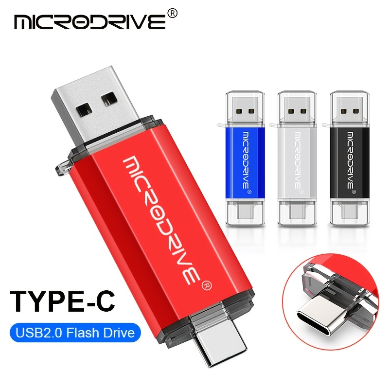 

1pc MICRODRIVE USB 2.0 Clé USB - Transfert de données haute vitesse, ultraportable, compatible avec le type C, lecteur de carte pour ordinateur portable - Options de stockage 16 Go/32 Go/64 Go/128 Go