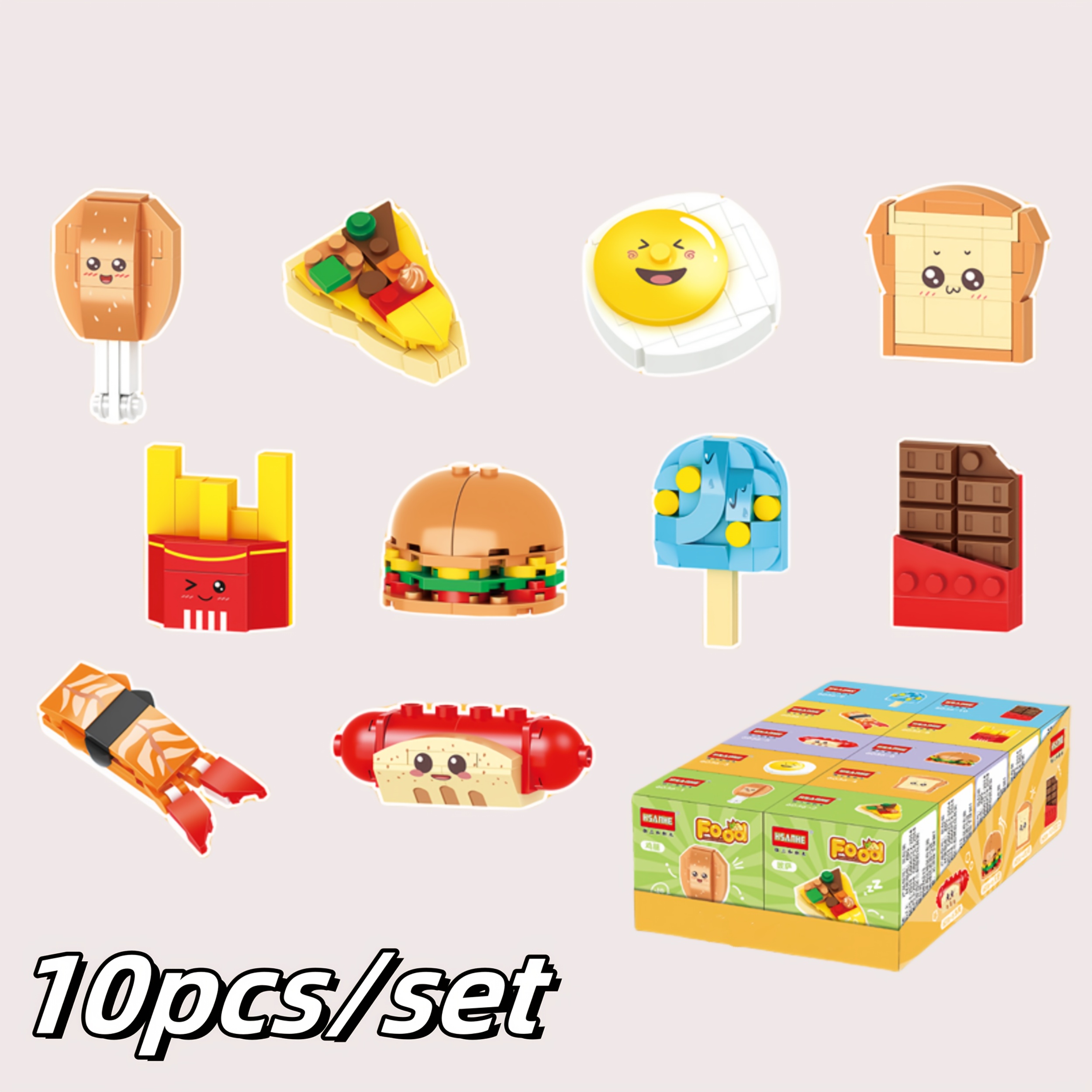 Image of Snack Building Blocks And Toys, Ice Cream Building Blocks, Fries Building Blocks, Hamburger Building Blocks, Chocolate Building Blocks Are Gifts That Like