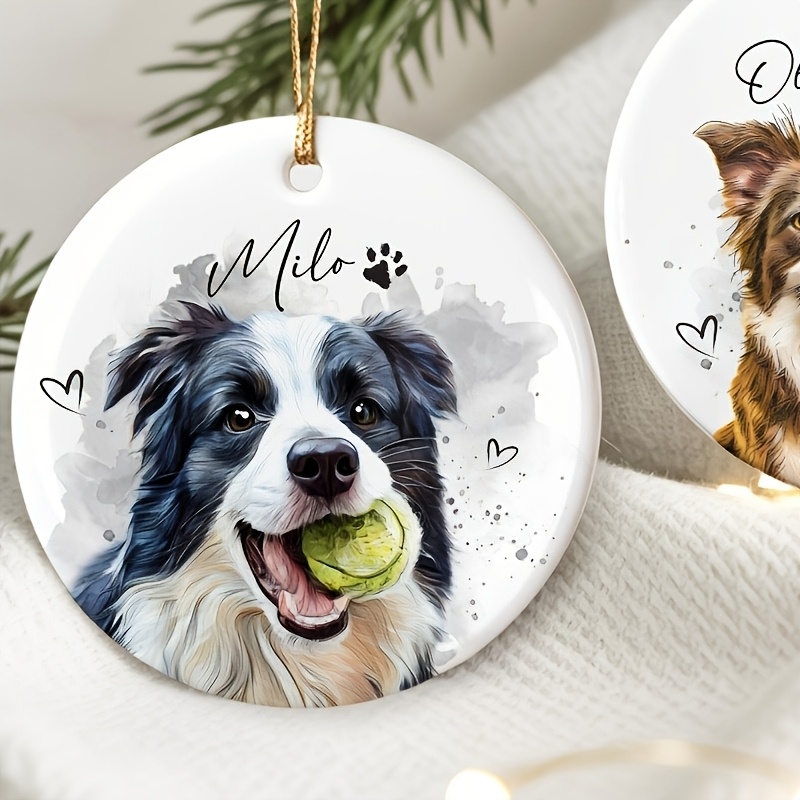TEMU Ornement Photo Personnalisé pour Chien, Portrait Aquarelle , Cadeau pour Amoureux des Chats