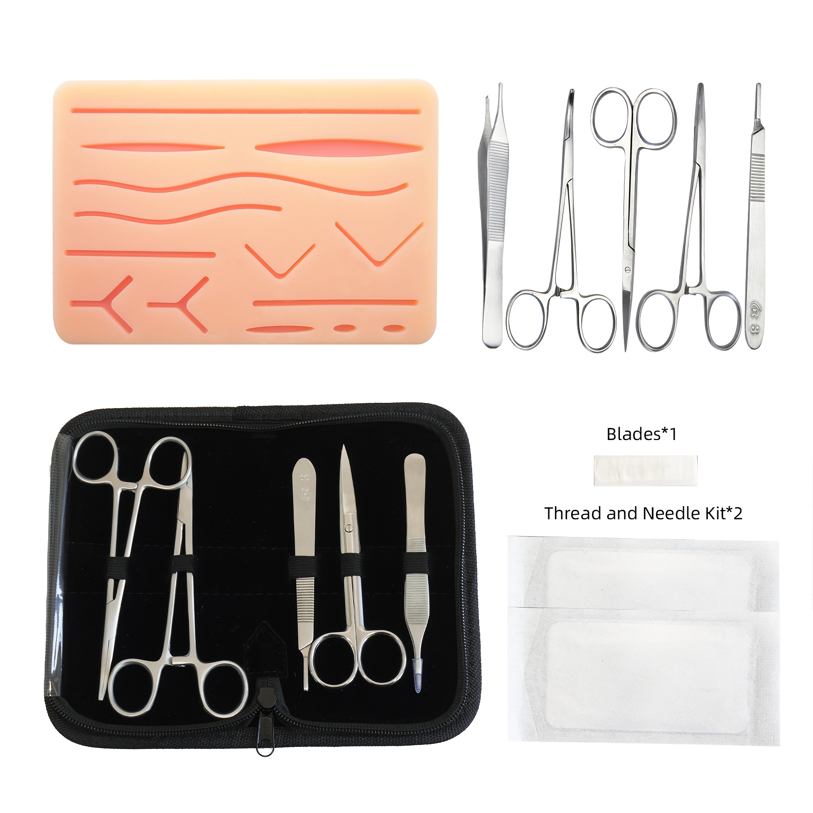 TEMU [10pcs Surgical Suturing Training Set] Student Training Simulation Pads, Models, Black Medical Kit And Multi-wound Suturing Training Models. For