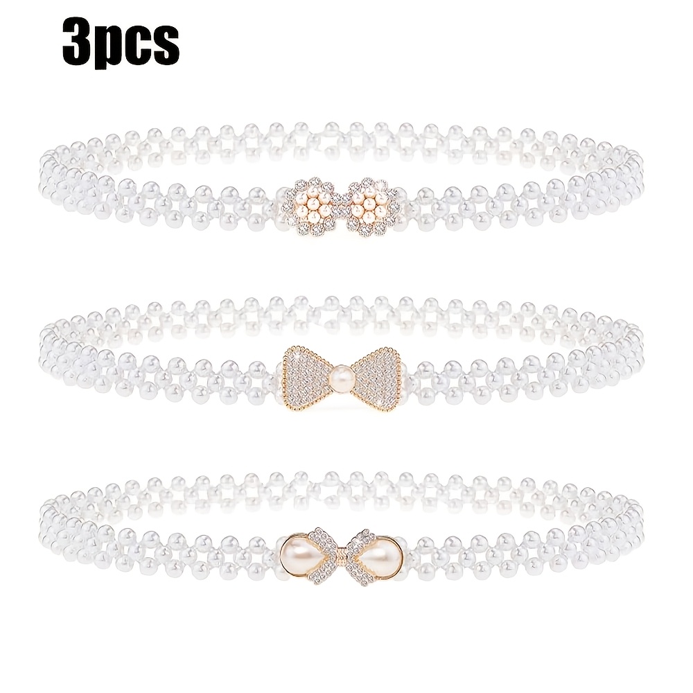 TEMU 3pcs Set: Sweet And Stylish Women's Dress Decorative Belts, Belts For Dresses And Sweaters, Simple And Versatile Stretch Waistbands