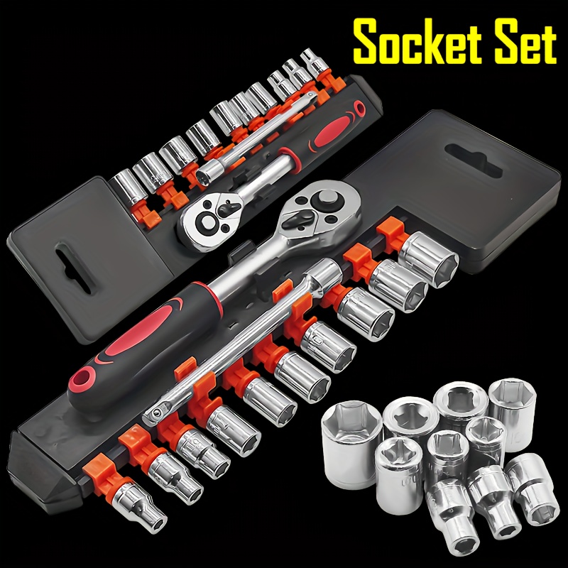 

1set 1/4 Inch Ratchet Socket Wrench Set, Drive Socket Set With 10 Sockets, 4-13mm And Quick Ratchet Handle And Extension Bar 1/4 New Wrench Socket Set Hardware Motorcycle Bicycle Repairing Tool