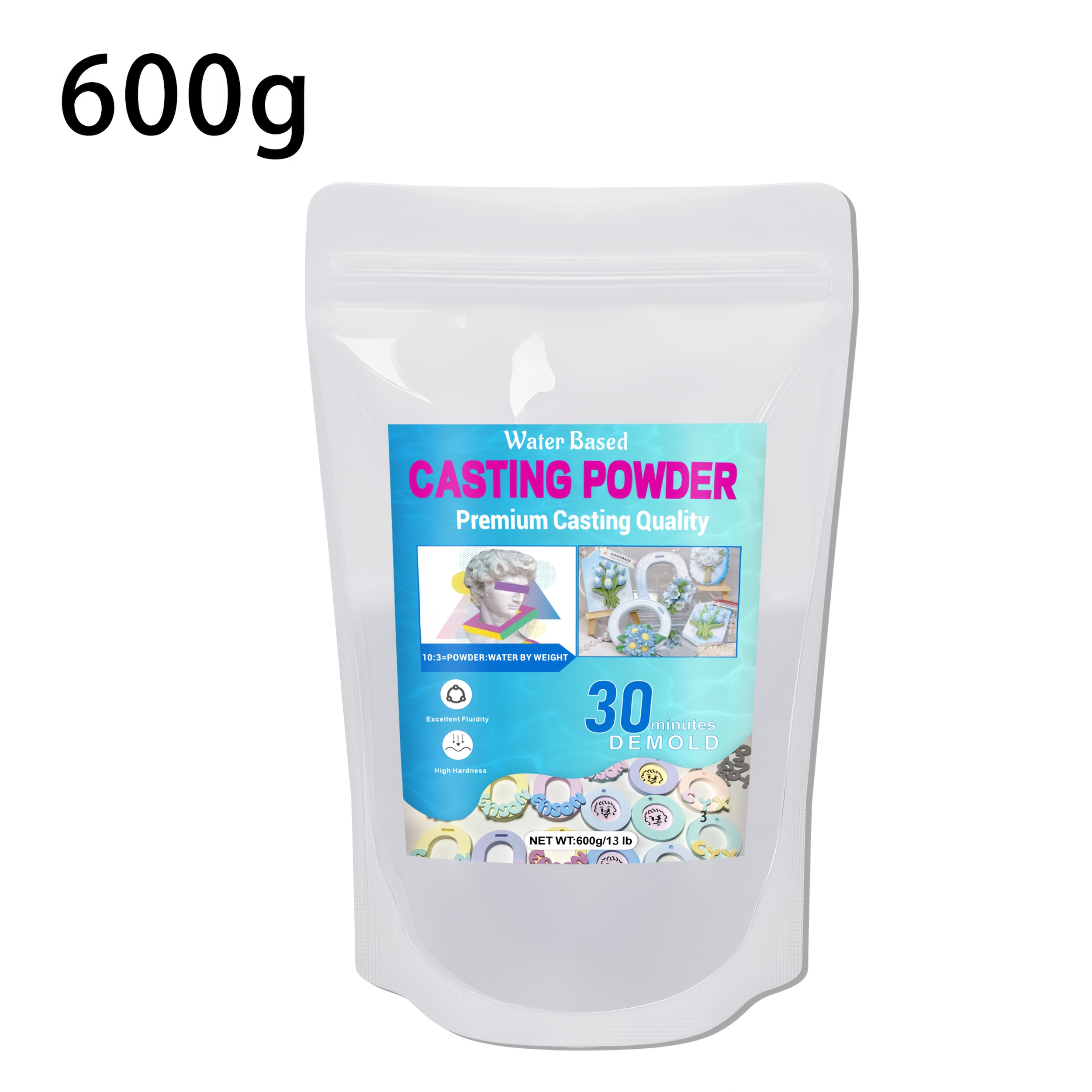 Casting Powder, 600g/ Specifications, Suitable For Beginners, Fast And Demolding, High Strength, No , Casting Gypsum, Deformation Time, For Home Art Crafts, Including Mosaic And Marble Trays, Coasters