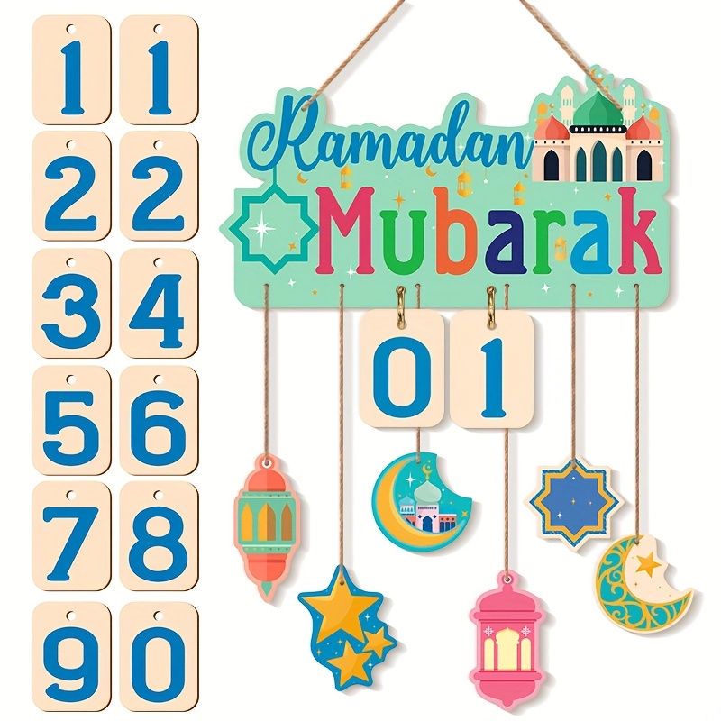 

Ramadan Advent Calendar - 30-day Wooden Countdown Decorations For Home, Door & Window | Eid Al-fitr & Eid Al Mubarak Gift Idea, Countdown Hanging Decorations, Party Favors,